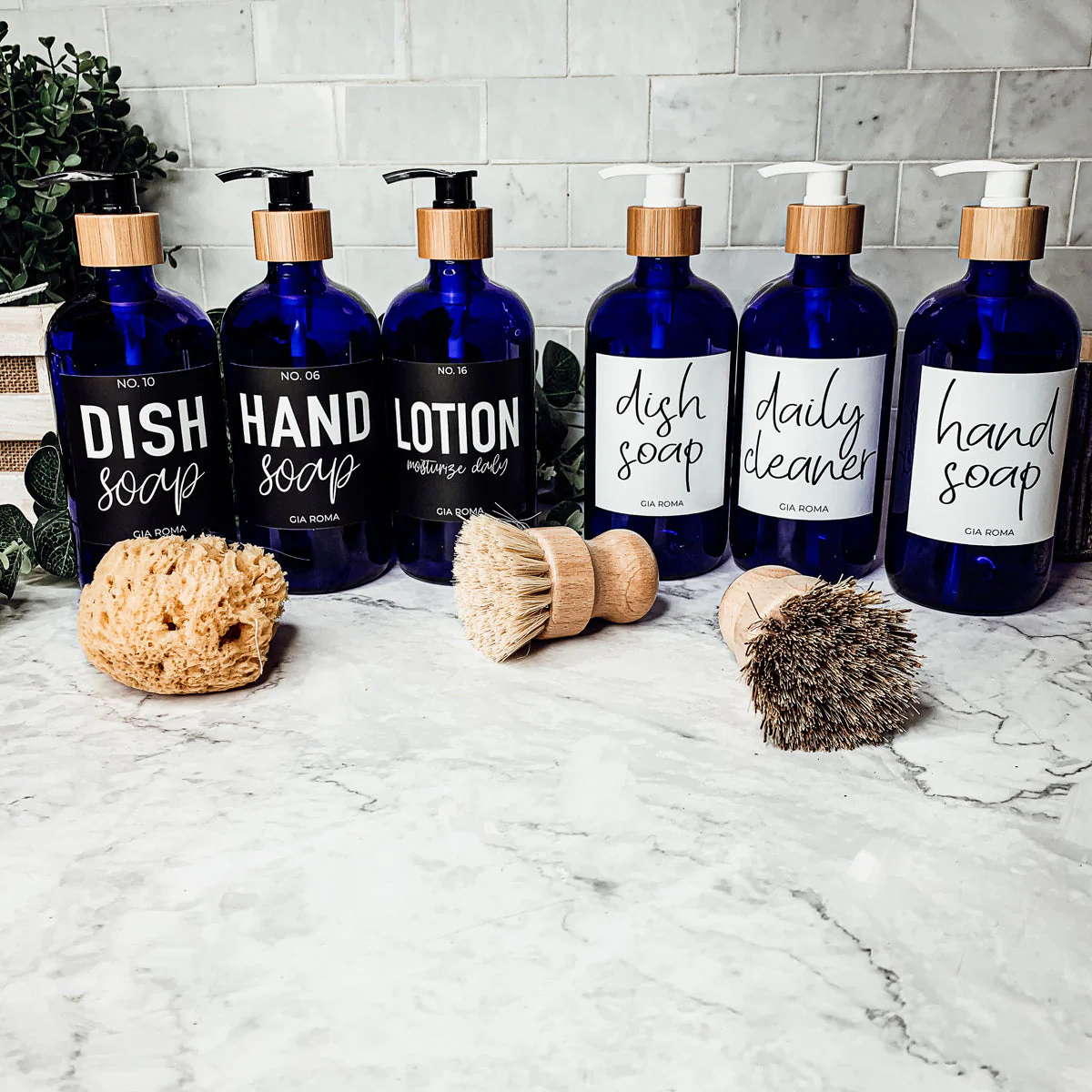 16oz Blue Glass Jar With White Label Lid Reusable Storage Canister - Image 13