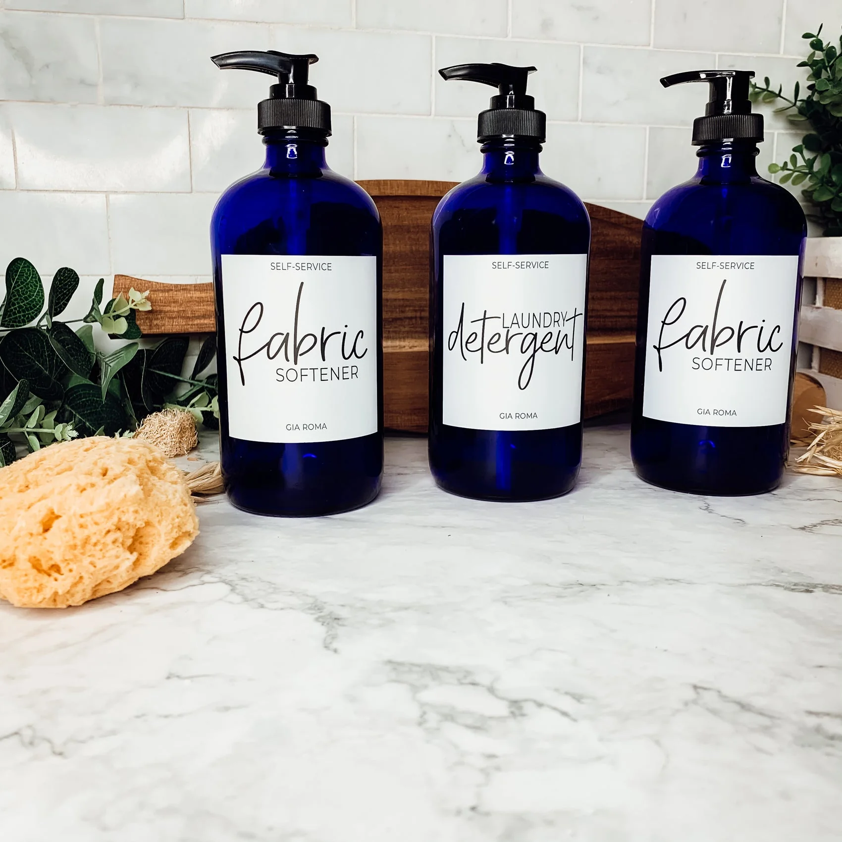 16oz Blue Glass Jar With White Label Lid Reusable Storage Canister - Image 18