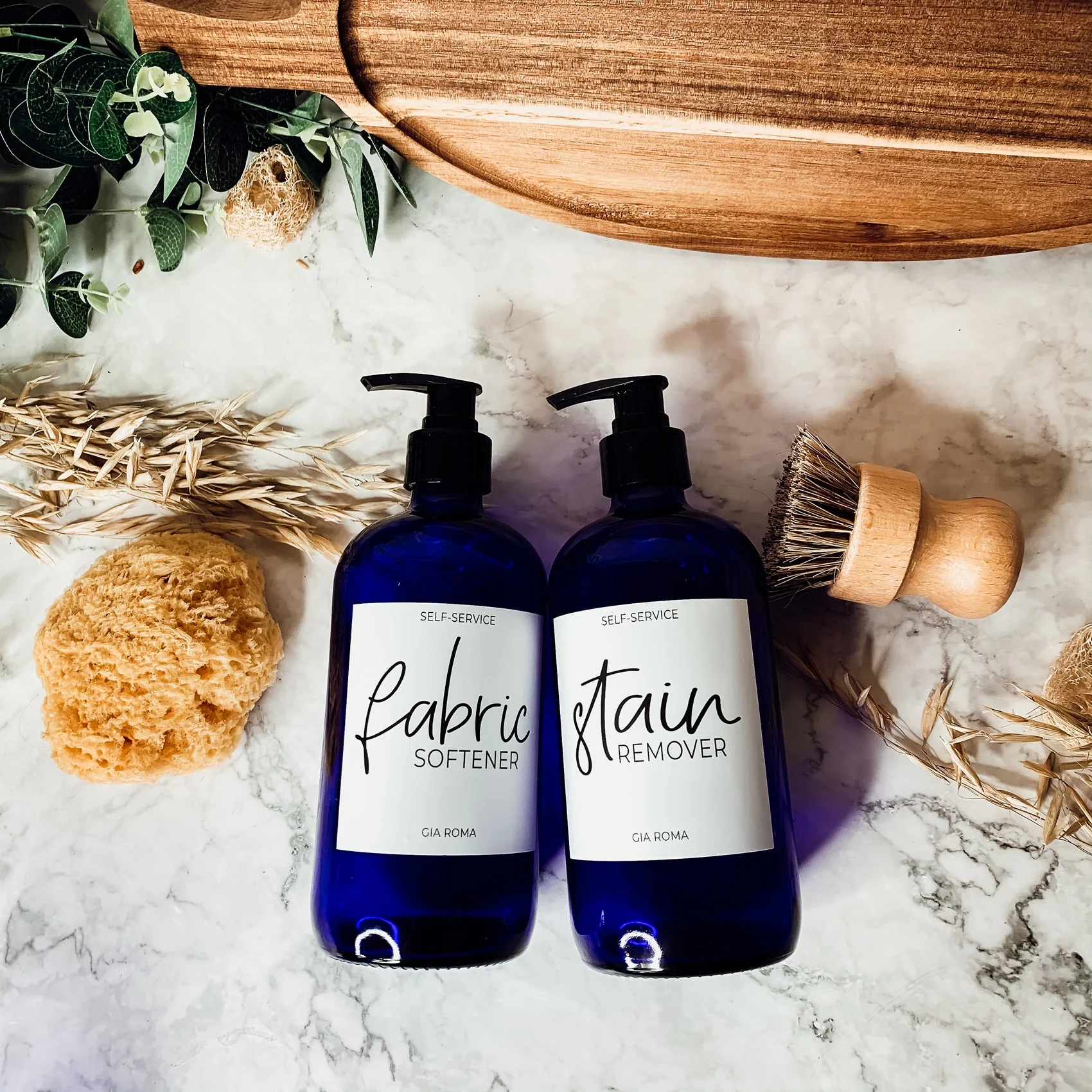 16oz Blue Glass Jar With White Label Lid Reusable Storage Canister - Image 19