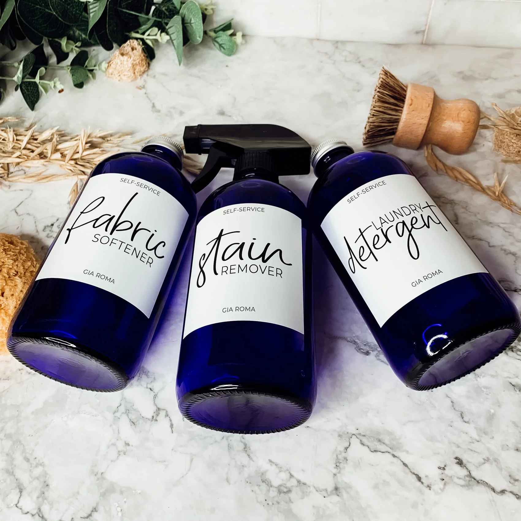 16oz Blue Glass Jar With White Label Lid Reusable Storage Canister - Image 21