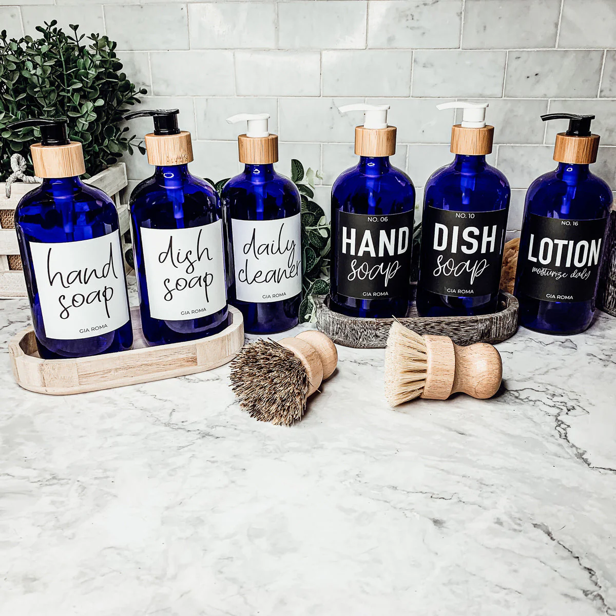 16oz Blue Glass Jar With White Label Lid Reusable Storage Canister - Image 23