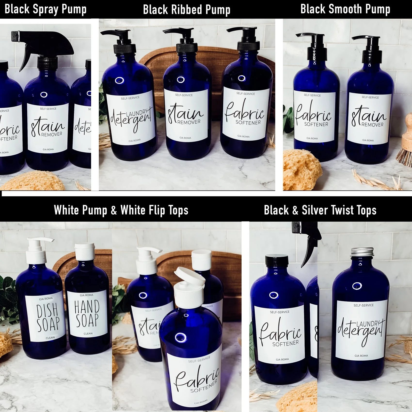 16oz Blue Glass Jar With White Label Lid Reusable Storage Canister - Image 5