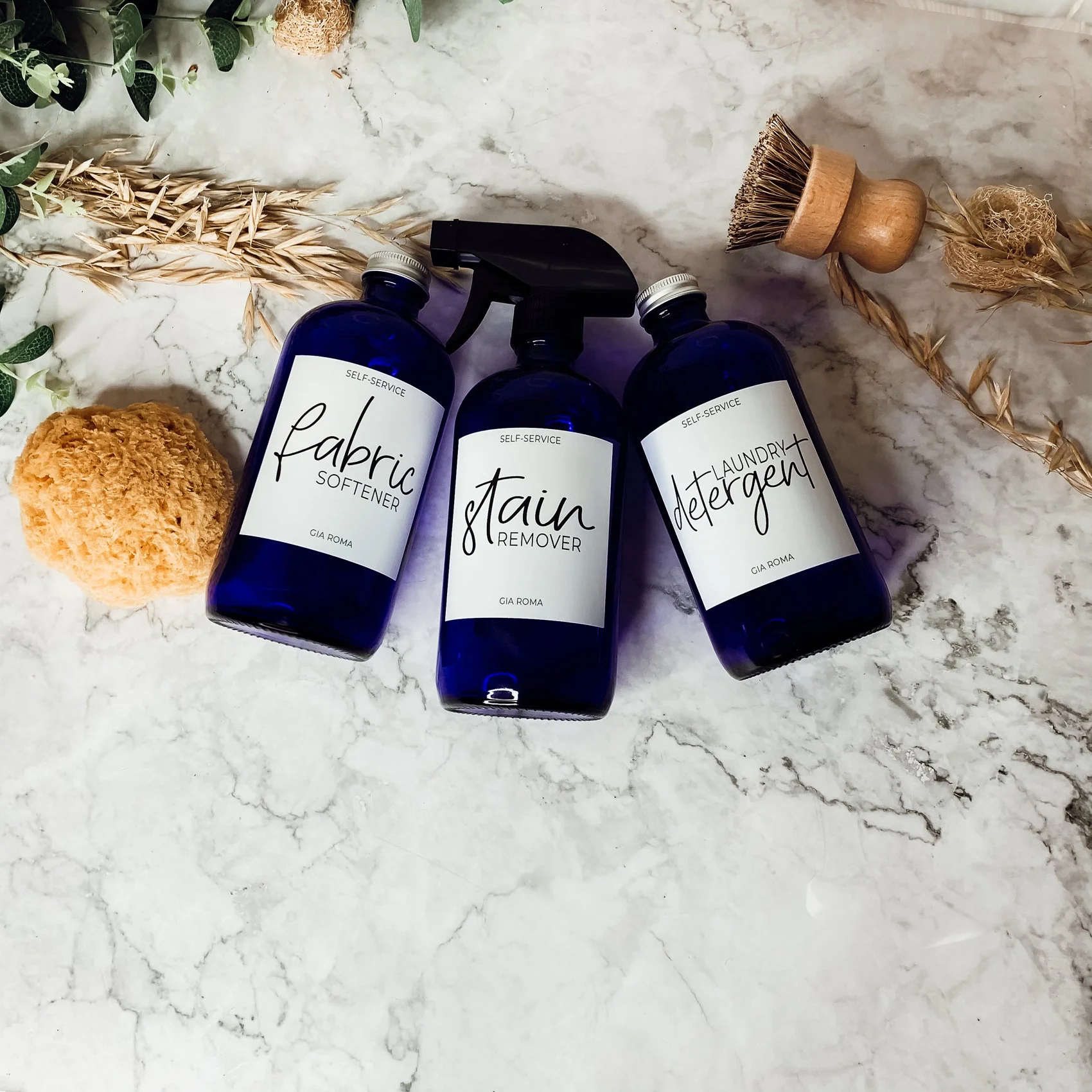 16oz Blue Glass Jar With White Label Lid Reusable Storage Canister - Image 8