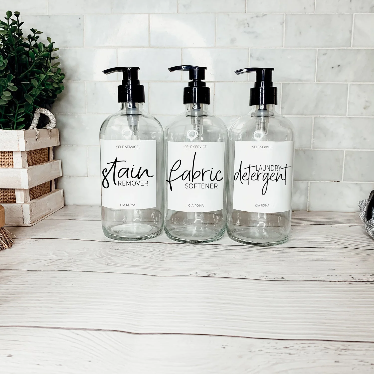 16oz Glass Boston Round Bottle Clear With White Label - Multiple Pack - Image 19