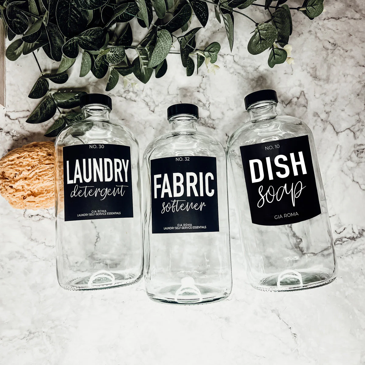 32oz Clear Glass Reusable Dispenser Bottle Black Twist Top - Image 7