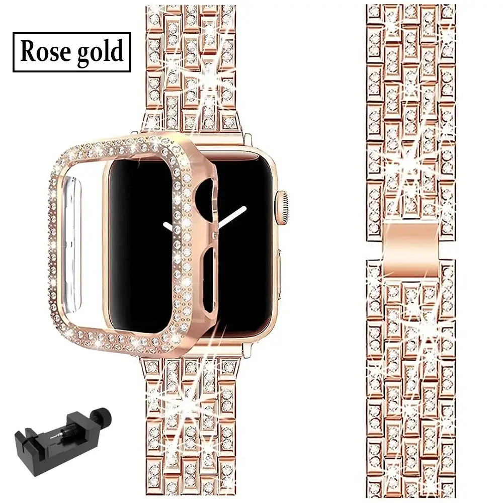 Apple Watch Bedazzled Stainless Steel Strap - Elegant Design - Image 10