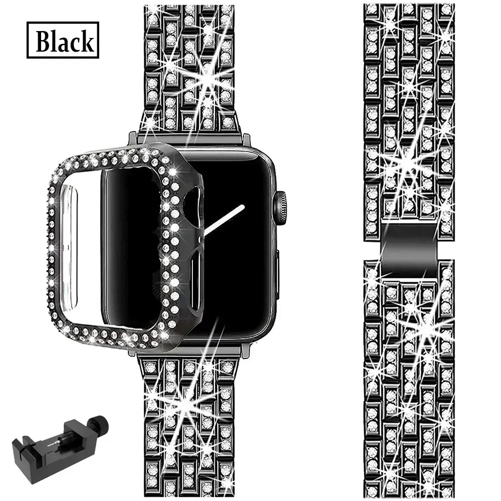 Apple Watch Bedazzled Stainless Steel Strap - Elegant Design - Image 11