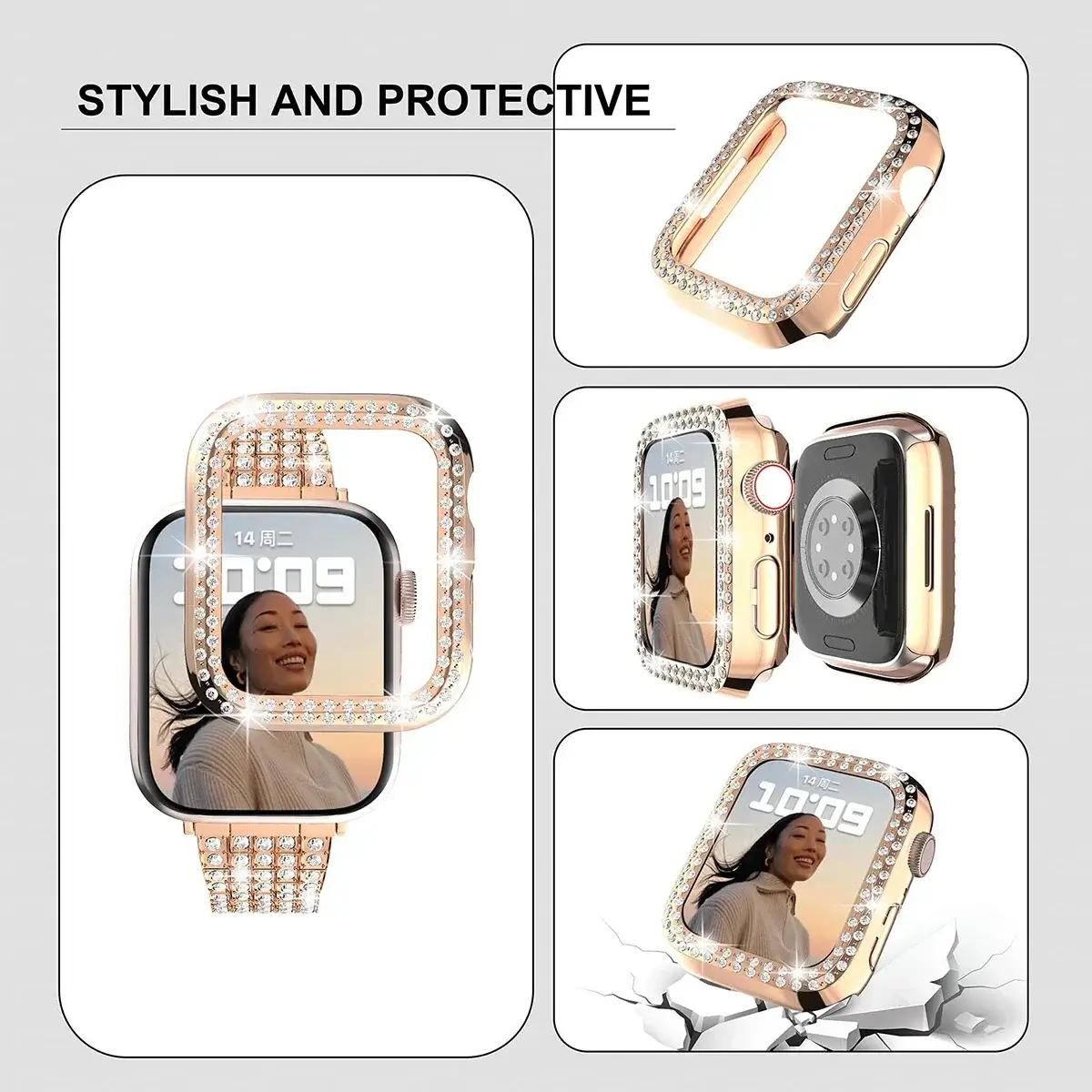 Apple Watch Bedazzled Stainless Steel Strap - Elegant Design - Image 3