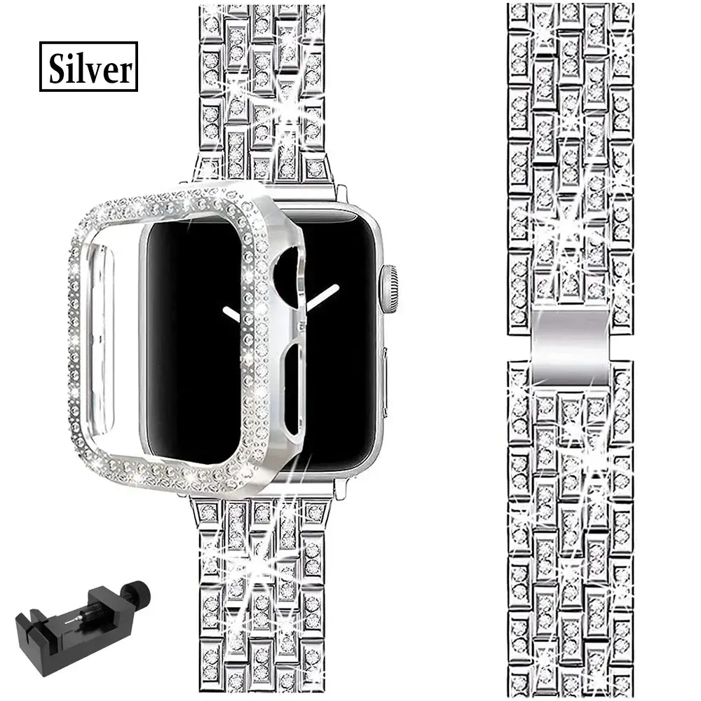 Apple Watch Bedazzled Stainless Steel Strap - Elegant Design - Image 9