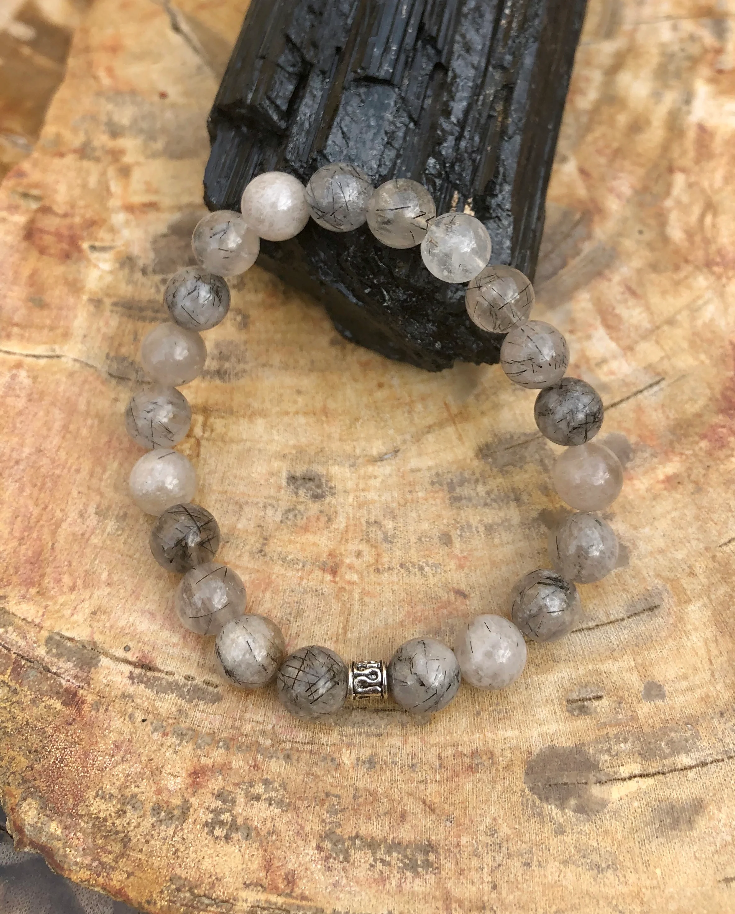 Black Tourmaline Quartz Stretch Bracelet For Healing - Image 3