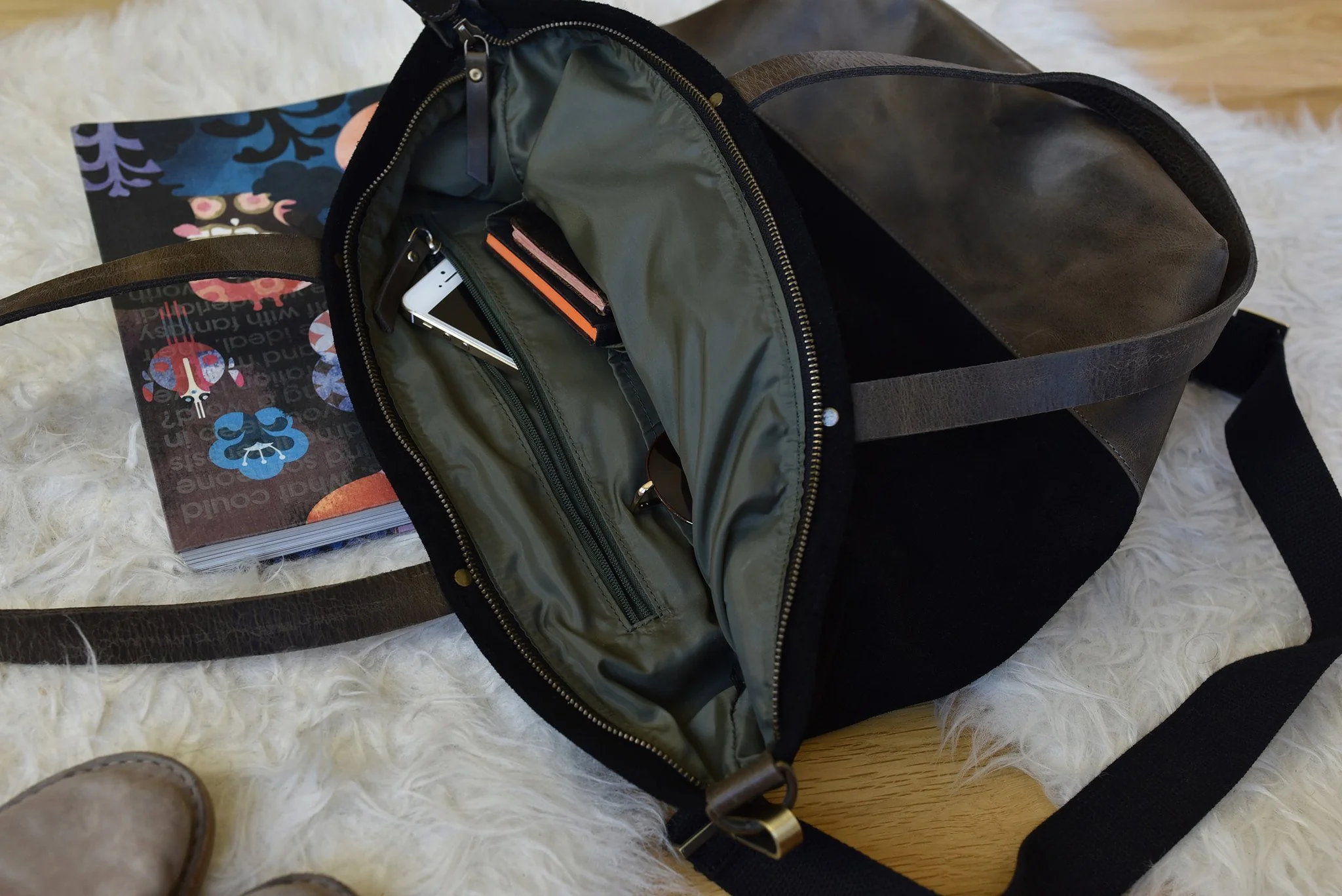 Waxed Canvas And Leather Boyfriend Tote Bag Large Everyday - Image 11