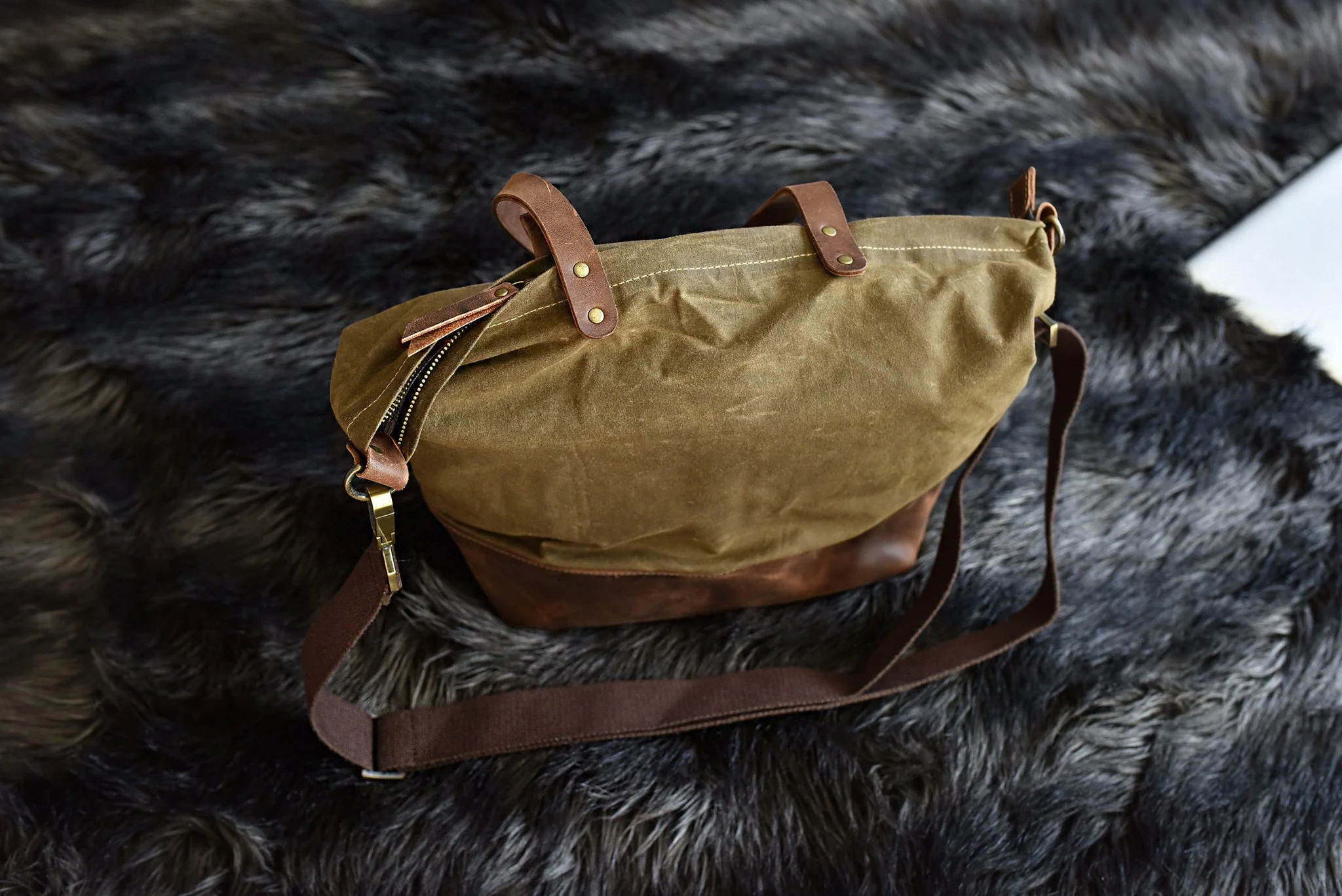 Waxed Canvas And Leather Boyfriend Tote Bag Large Everyday - Image 6