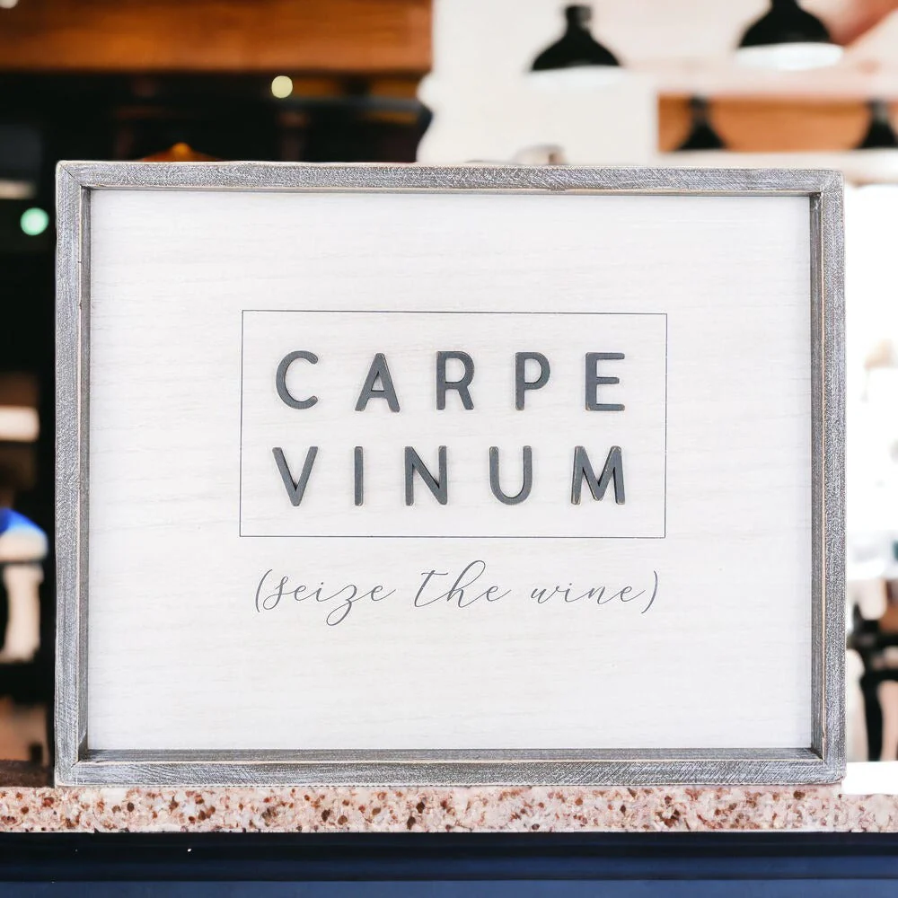 Carpe Vinum XL Large Wooden Framed Wine Sign Wall Decor Seize The Wine Rustic Limited Edition - Image 3