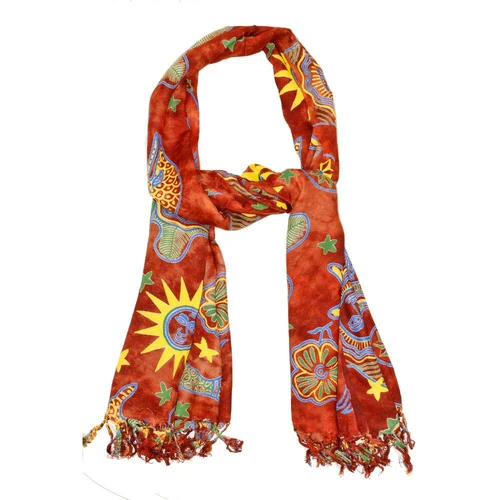 Bohemian Seashell Scarf With Tassels Celestial Print - Image 3