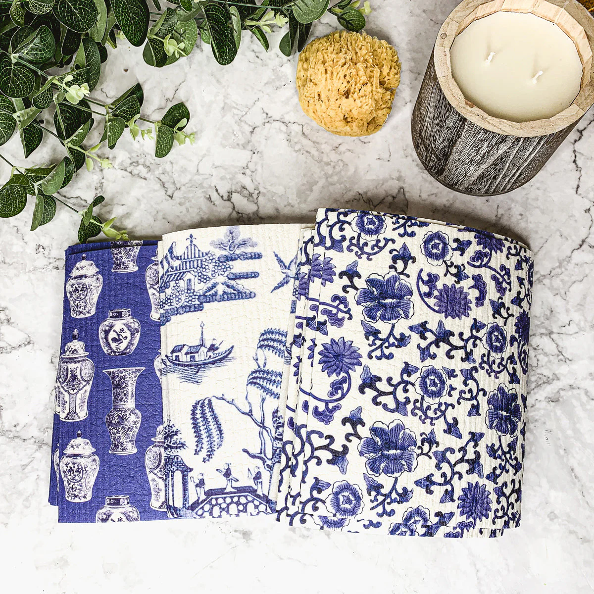 Chinoiserie Eco Kitchen Cloths - Biodegradable Cellulose Cotton, 3 Designs - Image 16