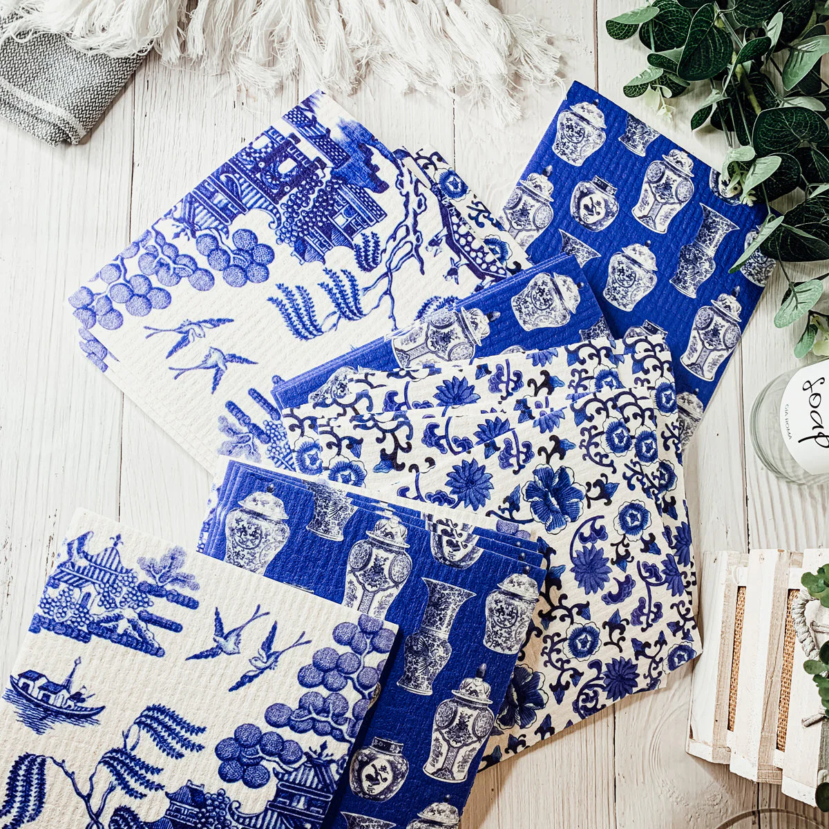 Chinoiserie Eco Kitchen Cloths - Biodegradable Cellulose Cotton, 3 Designs - Image 18