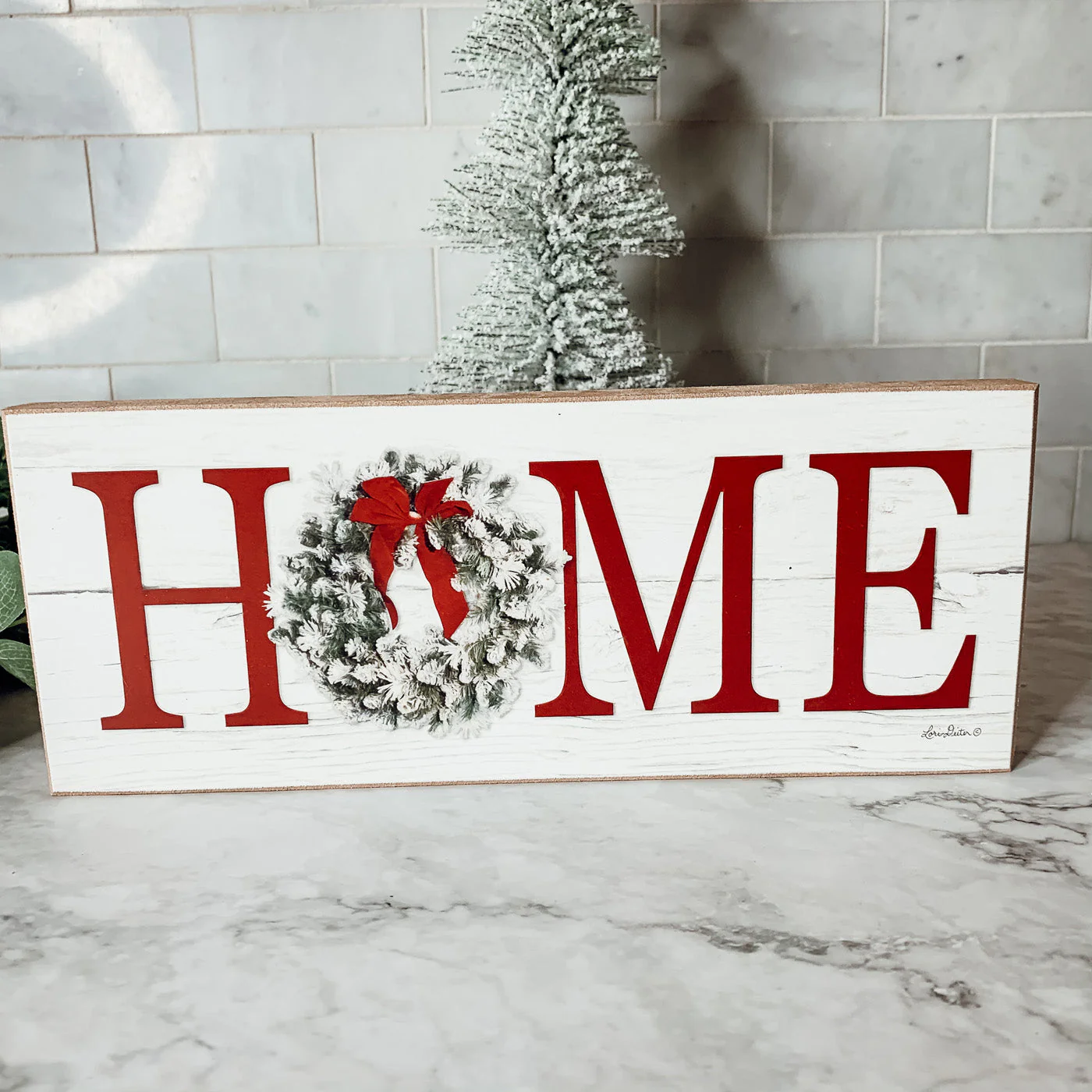 Christmas Home Wreath Sign Holiday Mantel Shelf Tray Decor Rustic Wooden - Image 7