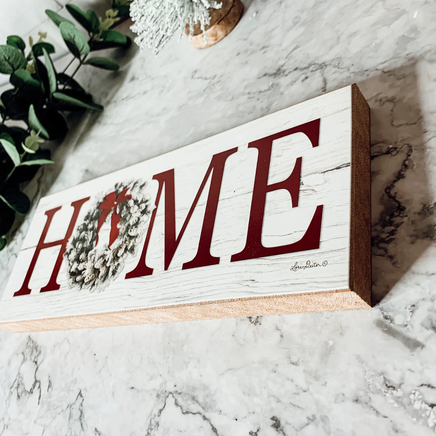 Christmas Home Wreath Sign Holiday Mantel Shelf Tray Decor Rustic Wooden - Image 8