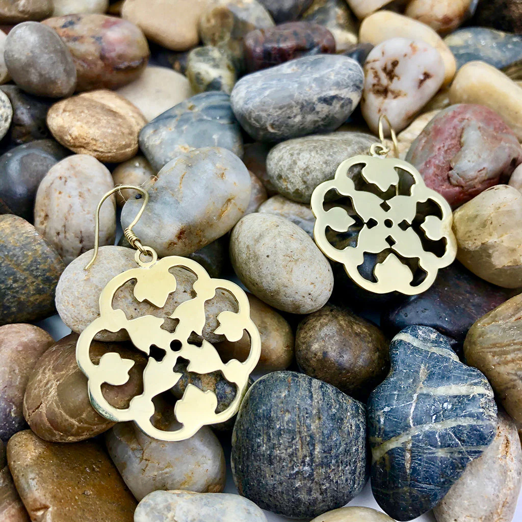 Recycled Brass Clover Earrings Handmade Lightweight Eco - Image 4