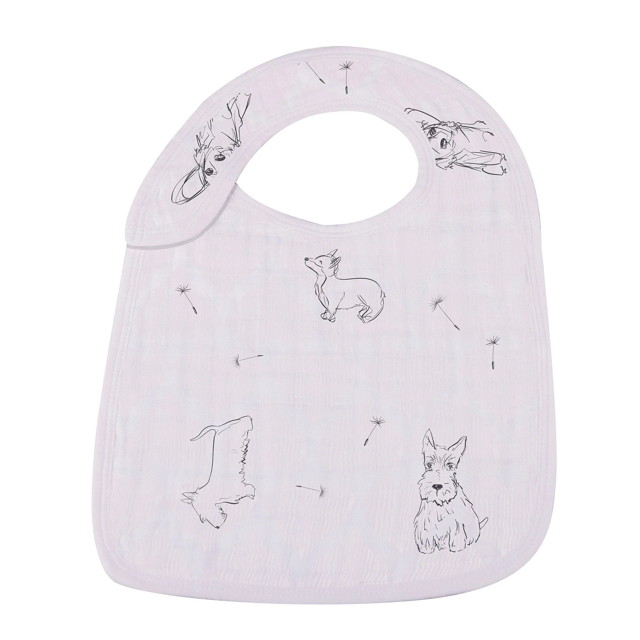 Bamboo Muslin Baby Snap Bibs 3 Pack Dandelion Print - Image 3