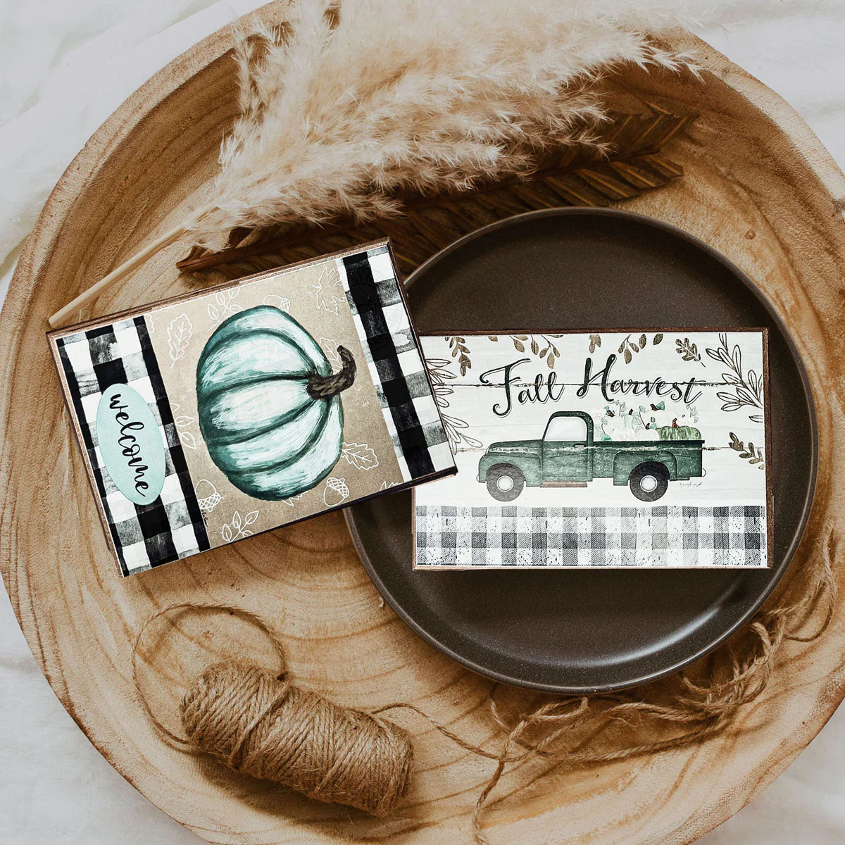 Fall Harvest Wooden Tiered Tray Sign 6x4x1 Rustic Halloween Home Decor - Image 4