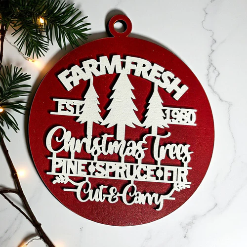 Farm Fresh Wooden Christmas Tree Ornament - Vintage Farmhouse Rustic Tree Trio - Image 11
