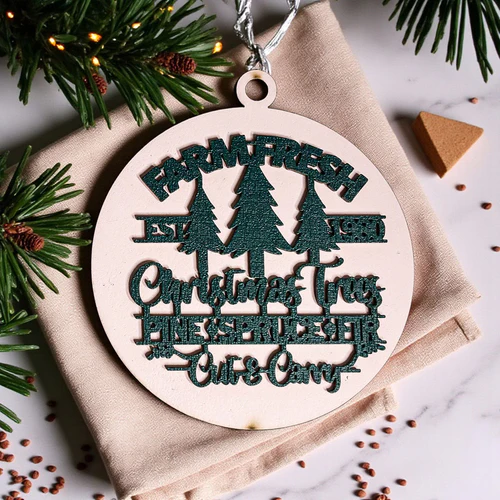 Farm Fresh Wooden Christmas Tree Ornament - Vintage Farmhouse Rustic Tree Trio - Image 13