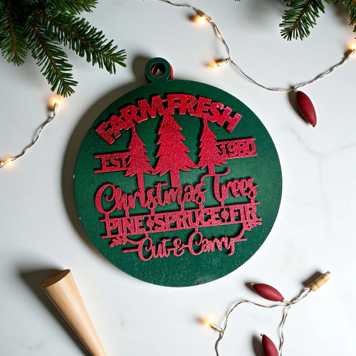 Farm Fresh Wooden Christmas Tree Ornament - Vintage Farmhouse Rustic Tree Trio - Image 16