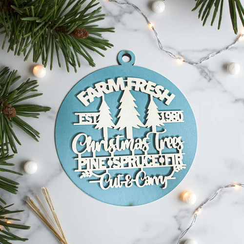 Farm Fresh Wooden Christmas Tree Ornament - Vintage Farmhouse Rustic Tree Trio - Image 7