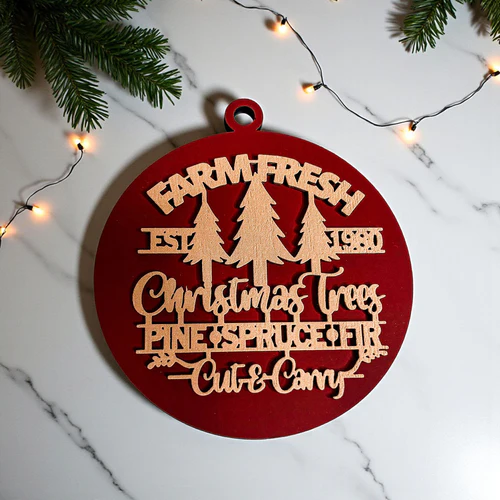 Farm Fresh Wooden Christmas Tree Ornament - Vintage Farmhouse Rustic Tree Trio - Image 8