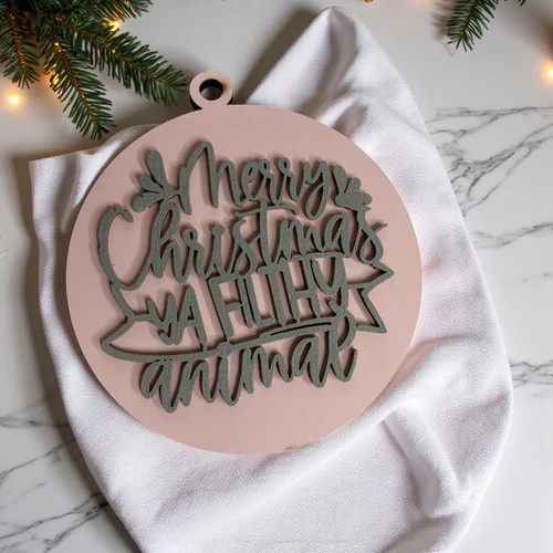 Christmas Ornament Merry Christmas Ya Filthy Animal Wooden 3D 12 Colors - Image 12