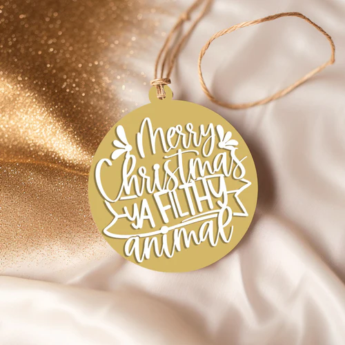 Christmas Ornament Merry Christmas Ya Filthy Animal Wooden 3D 12 Colors - Image 16