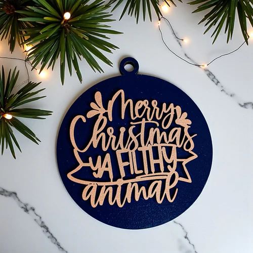 Christmas Ornament Merry Christmas Ya Filthy Animal Wooden 3D 12 Colors - Image 9