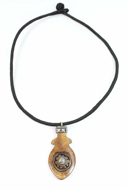 Fish Flower Tribal Pendant Necklace Boho Stone Charm - Image 4