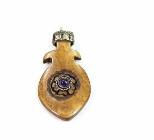 Fish Flower Tribal Pendant Necklace Boho Stone Charm - Image 5