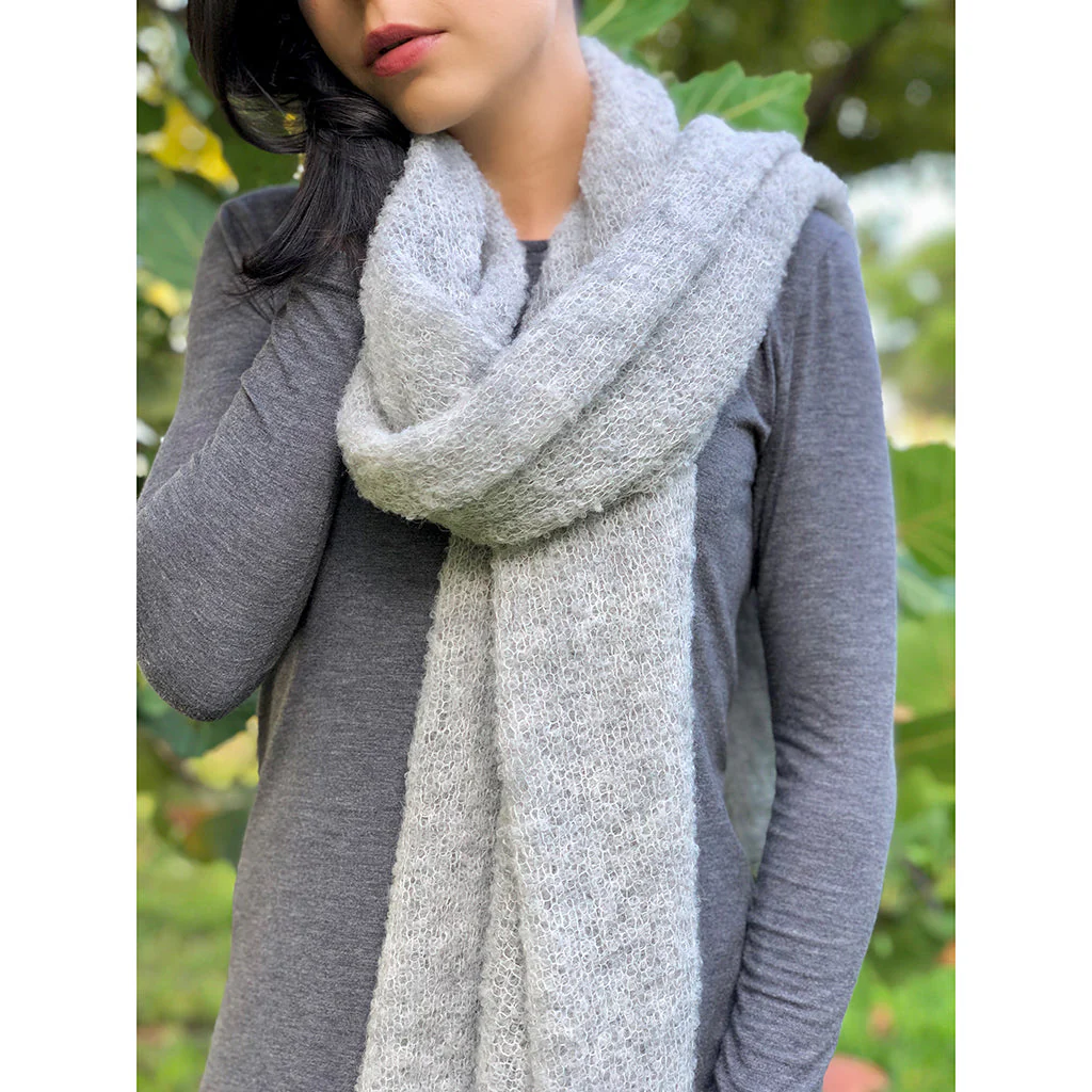 Gray Ultra Plush Alpaca Scarf Lightweight Cozy Shawl - Image 3