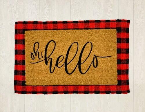 Gray Buffalo Check Doormat Base Mat Layering Backing For Welcome Mats Gingham Entryway Rug - Image 5