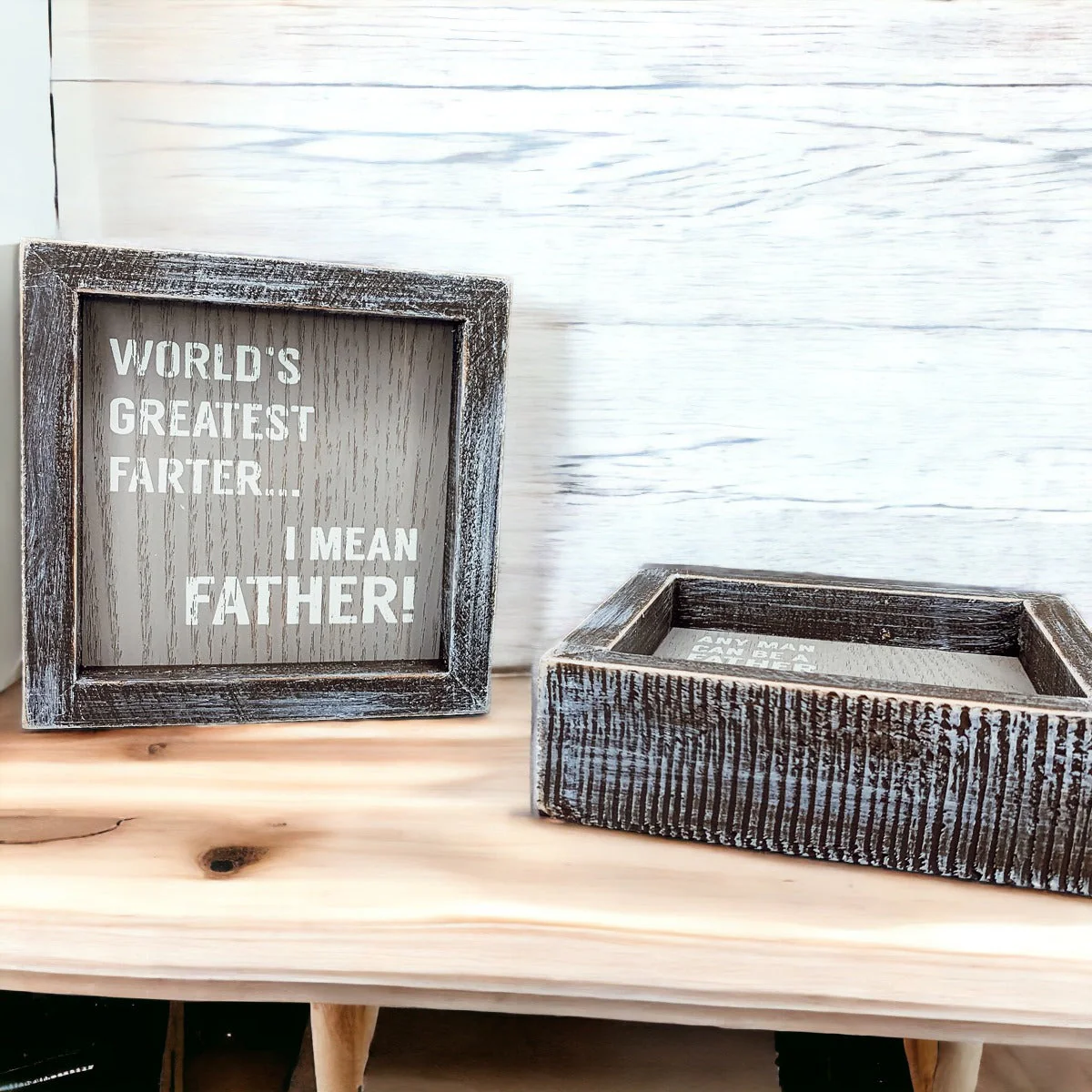 Funny Wooden Father's Day Sign Greatest Farter I Mean Father Rustic Handmade Dad Gift Decor - Image 4
