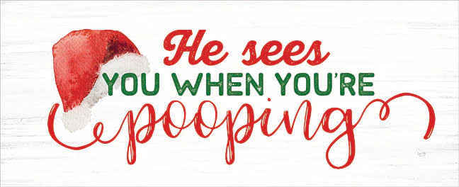 Funny Christmas Wooden Sign He Sees You When You're Pooping 10x4x1 Thick Holiday Decor - Image 5