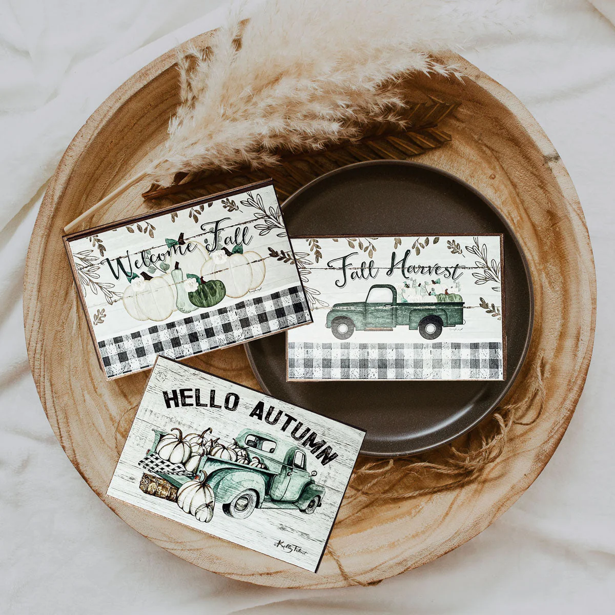 Teal Vintage Truck Hello Autumn Sign - Fall Halloween Decor, Neutral Farmhouse - Image 8
