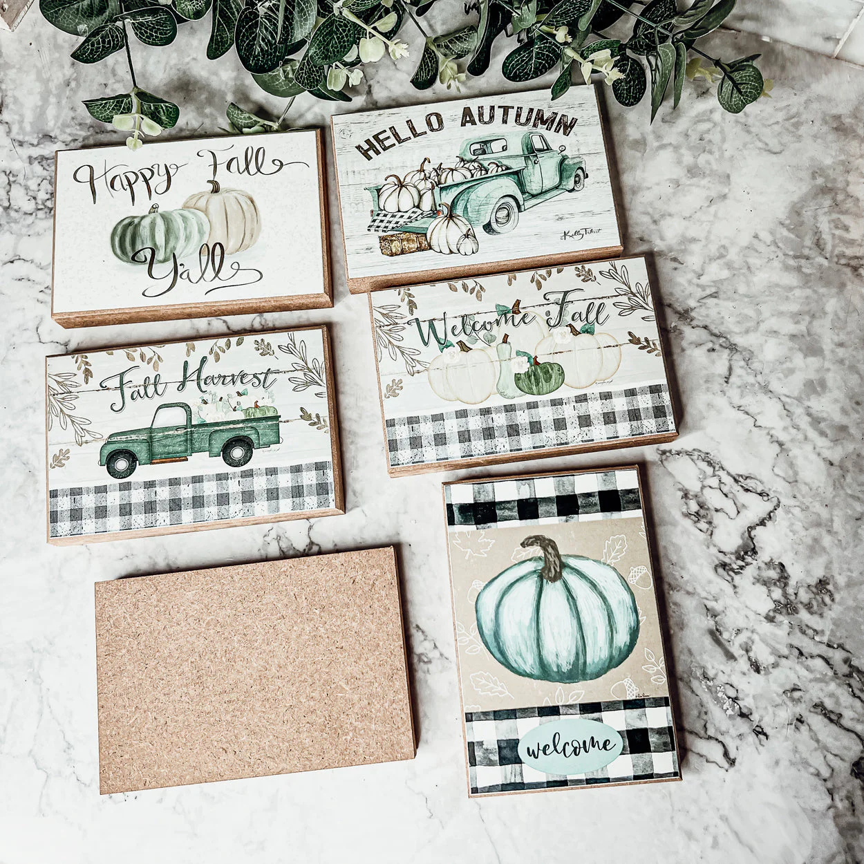 Teal Vintage Truck Hello Autumn Sign - Fall Halloween Decor, Neutral Farmhouse - Image 9