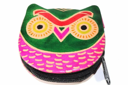 Leather Owl Coin Purse Handcrafted Embossed Compact Wallet - Image 10