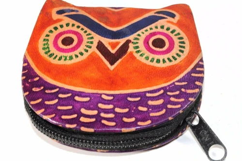 Leather Owl Coin Purse Handcrafted Embossed Compact Wallet - Image 11