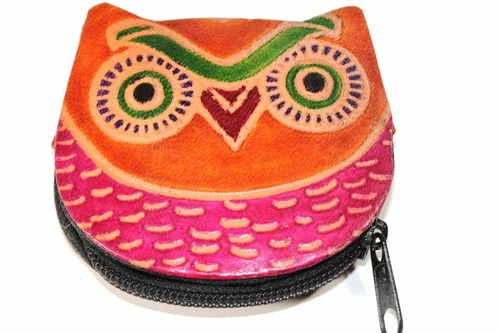 Leather Owl Coin Purse Handcrafted Embossed Compact Wallet - Image 13