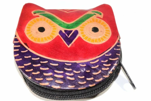 Leather Owl Coin Purse Handcrafted Embossed Compact Wallet - Image 16