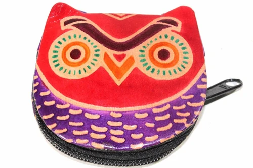 Leather Owl Coin Purse Handcrafted Embossed Compact Wallet - Image 3