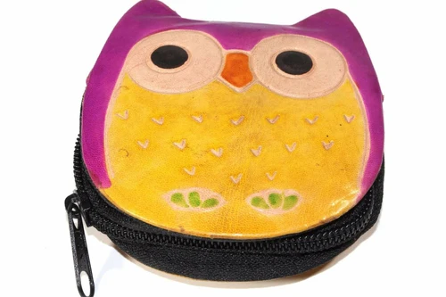 Leather Owl Coin Purse Handcrafted Embossed Compact Wallet - Image 6