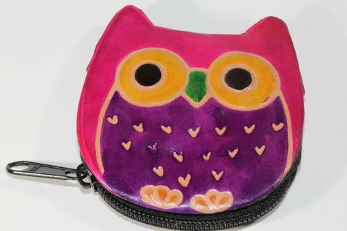 Leather Owl Coin Purse Handcrafted Embossed Compact Wallet - Image 7