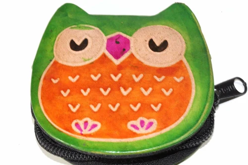 Leather Owl Coin Purse Handcrafted Embossed Compact Wallet - Image 9