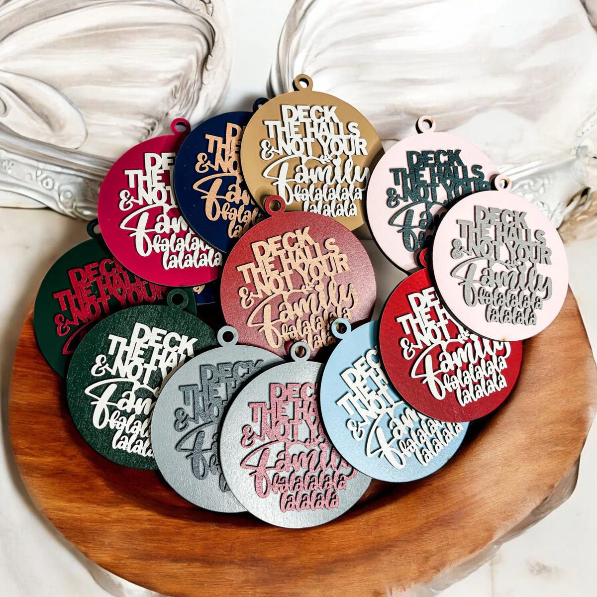 Imperfect Deck The Halls 3D Handcrafted Wooden Christmas Ornaments Set Limited Edition Hanging Decor - Image 10